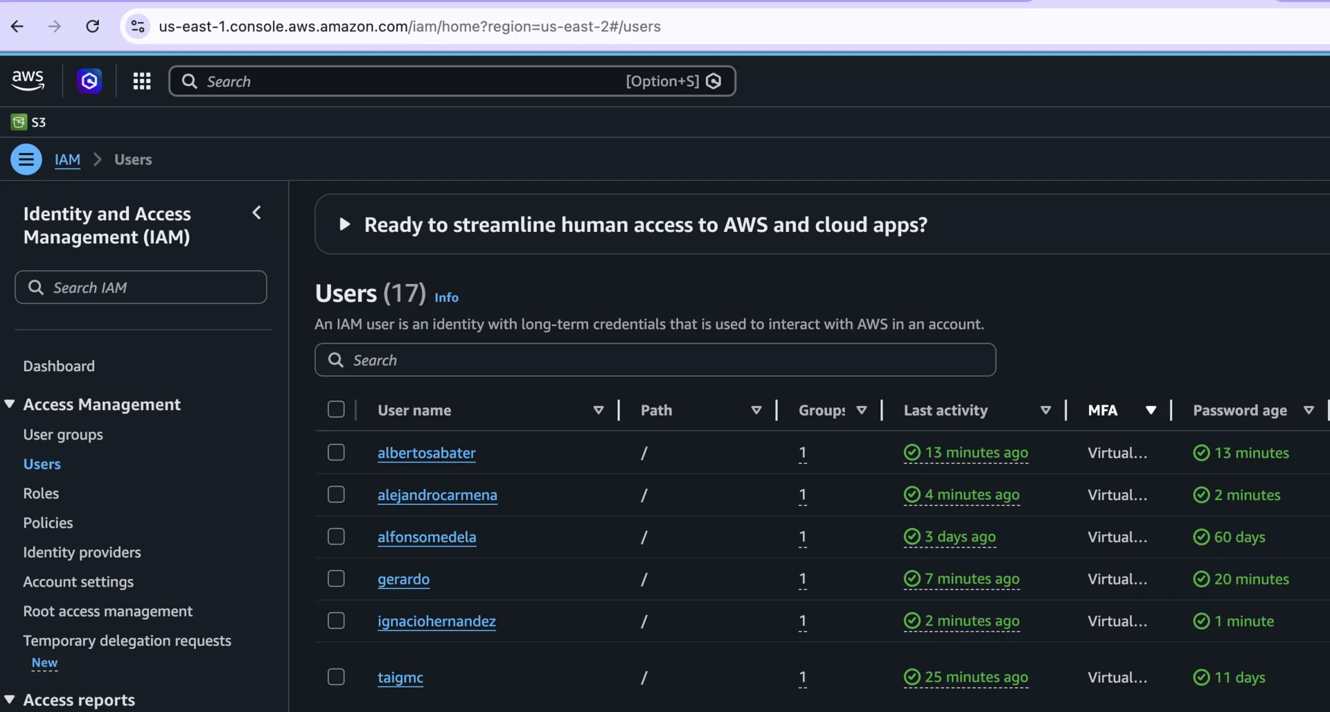 Usuarios y grupos en AWS IAM