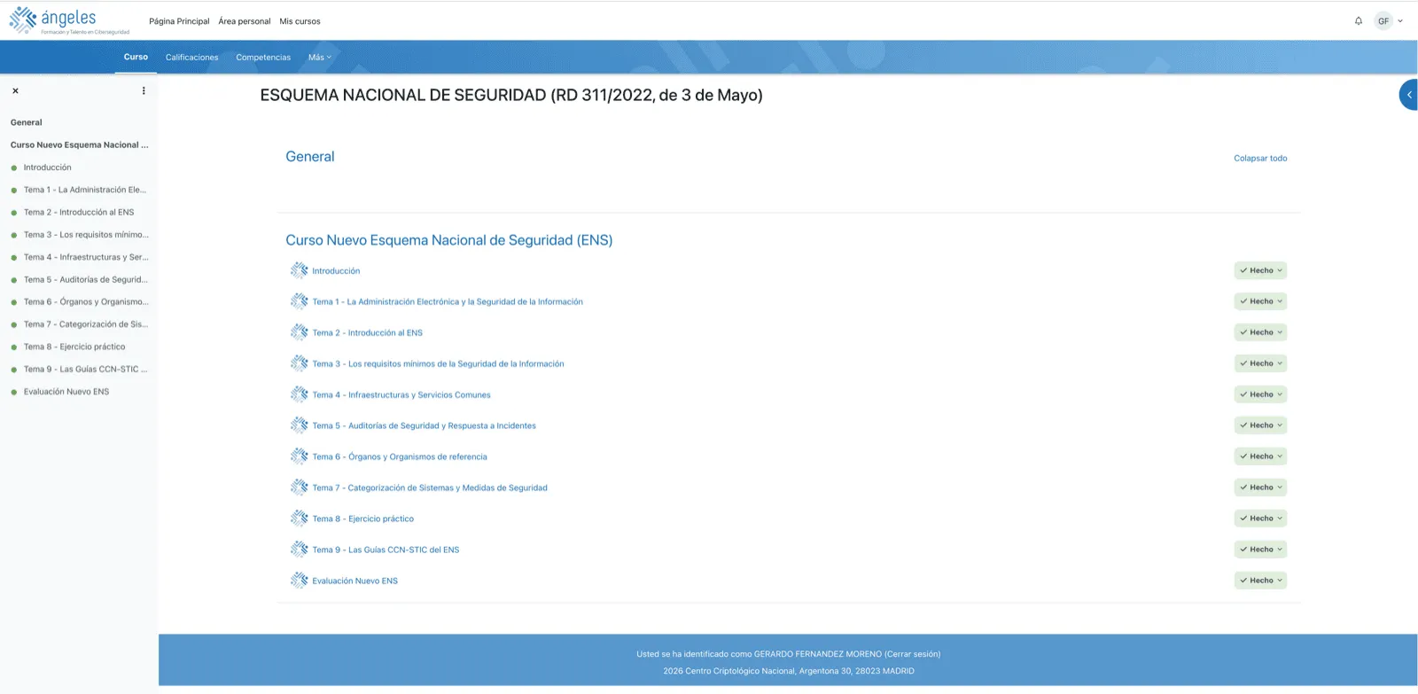 Curso CCN — Temas completados