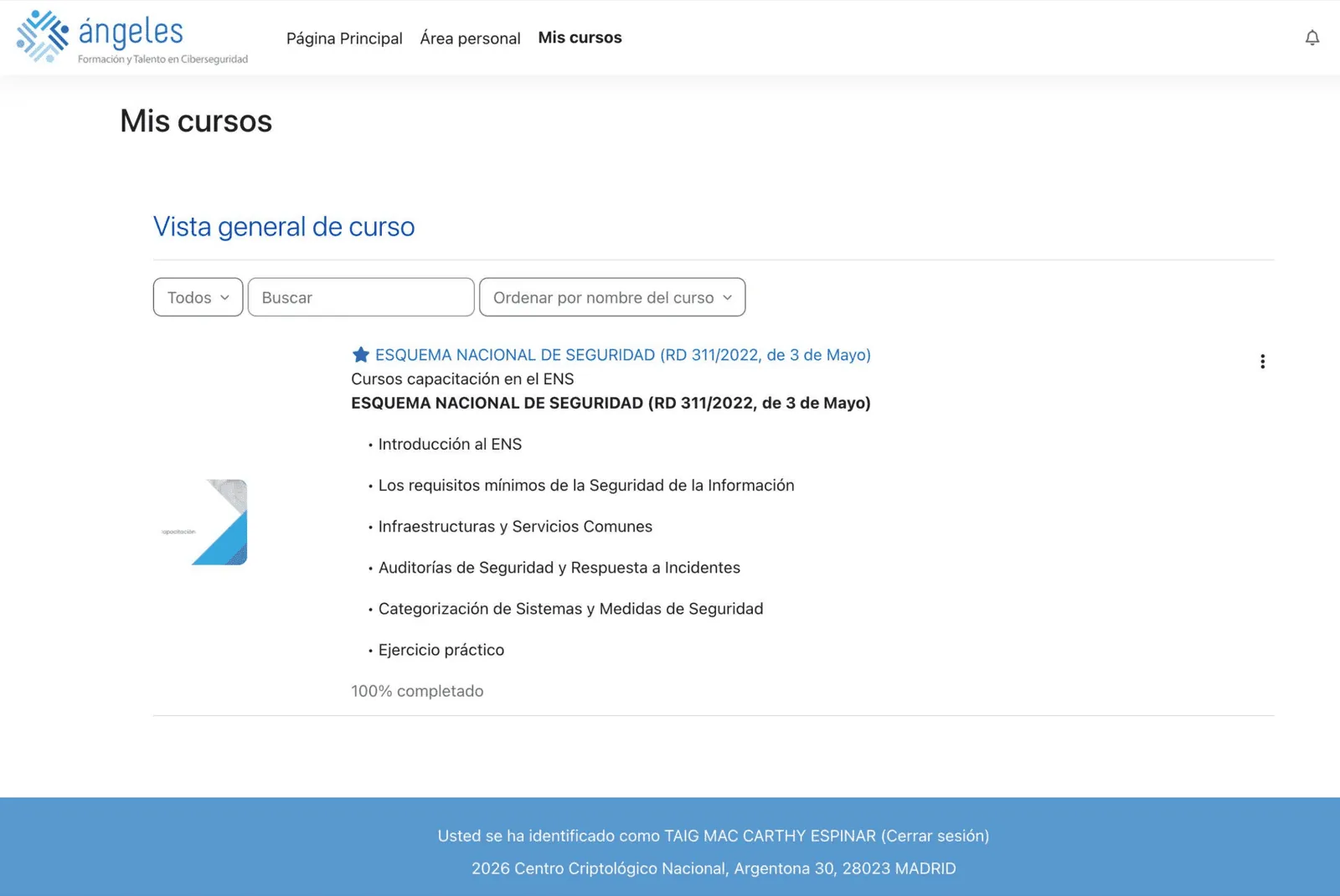 Curso CCN — Mis cursos