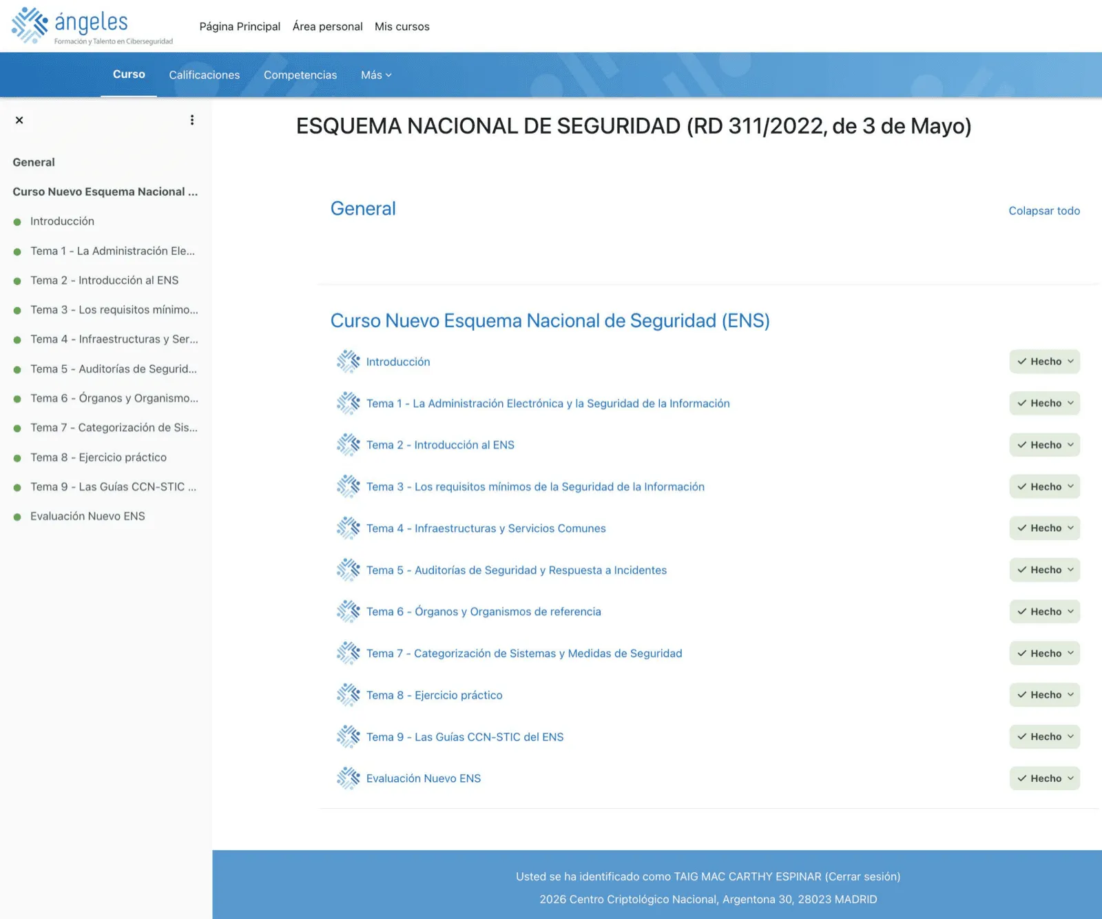 Curso CCN — Temas completados