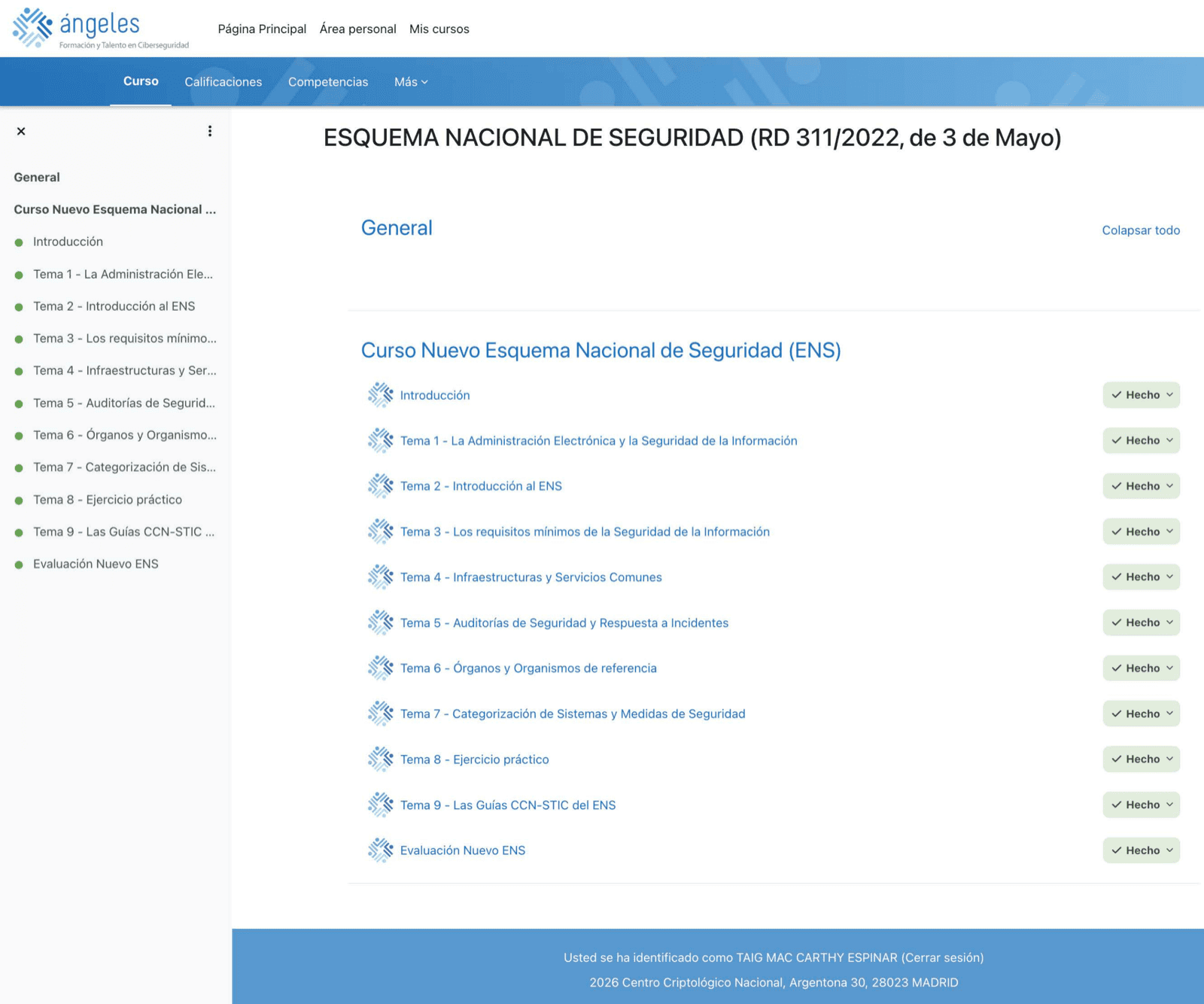 Curso CCN — Temas completados