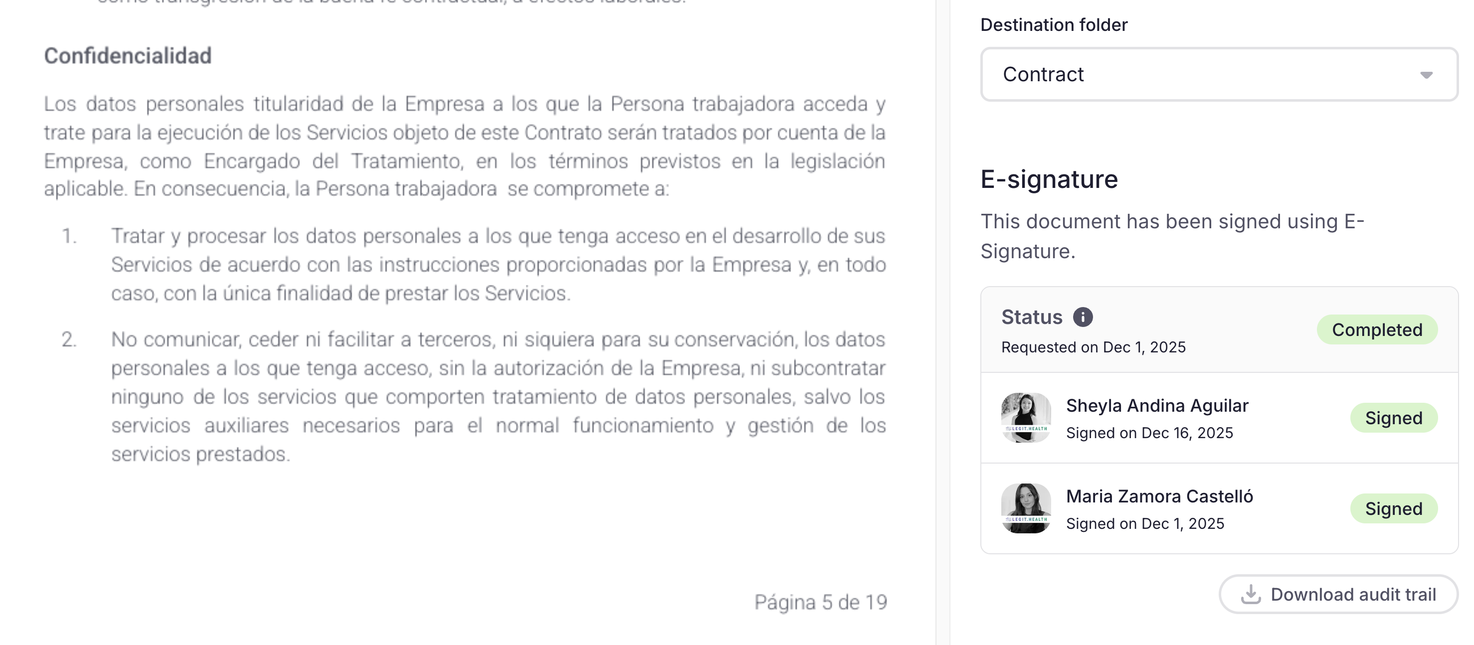 Cláusula de confidencialidad — página 5