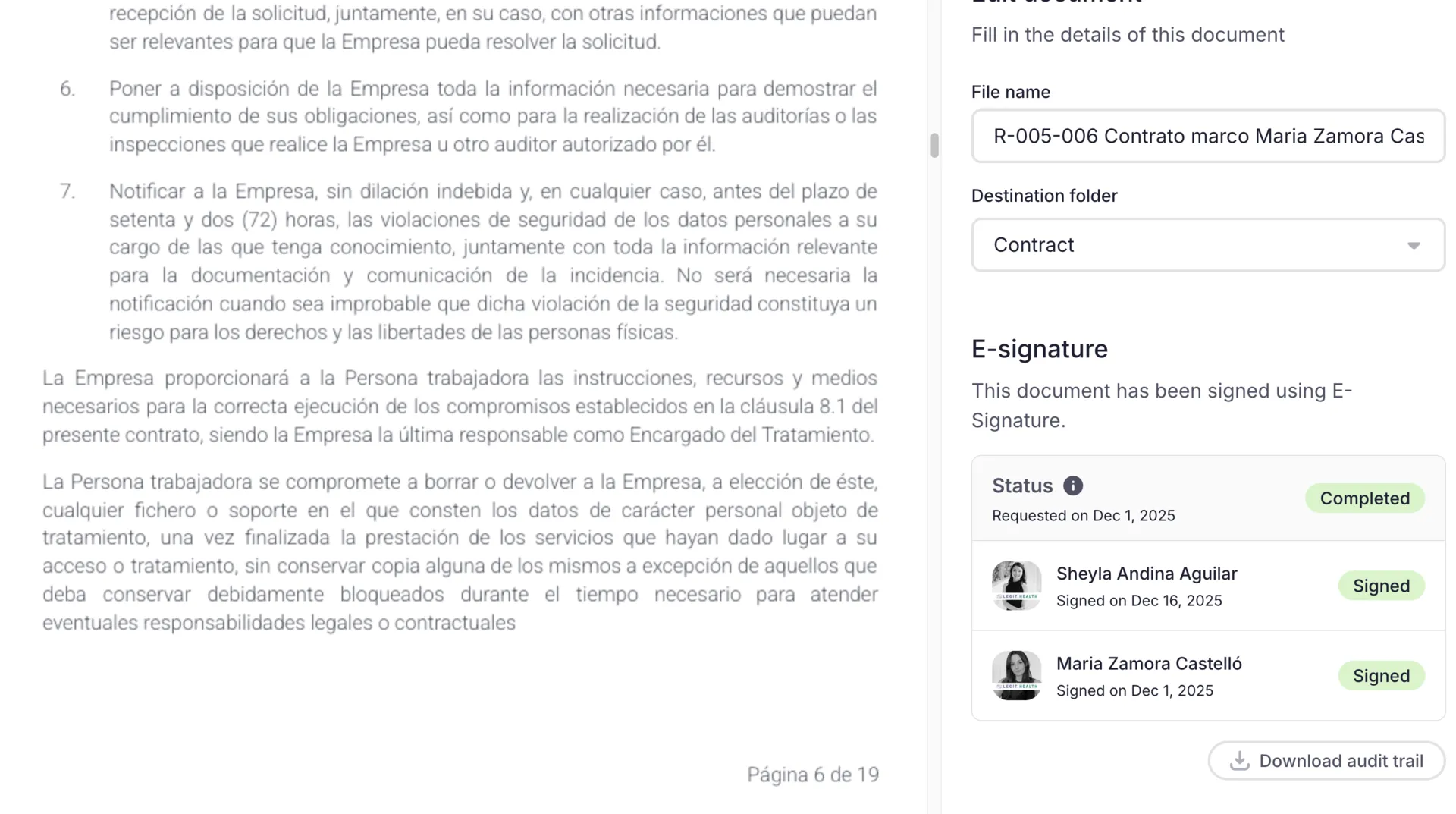 Cláusula de confidencialidad — firma electrónica