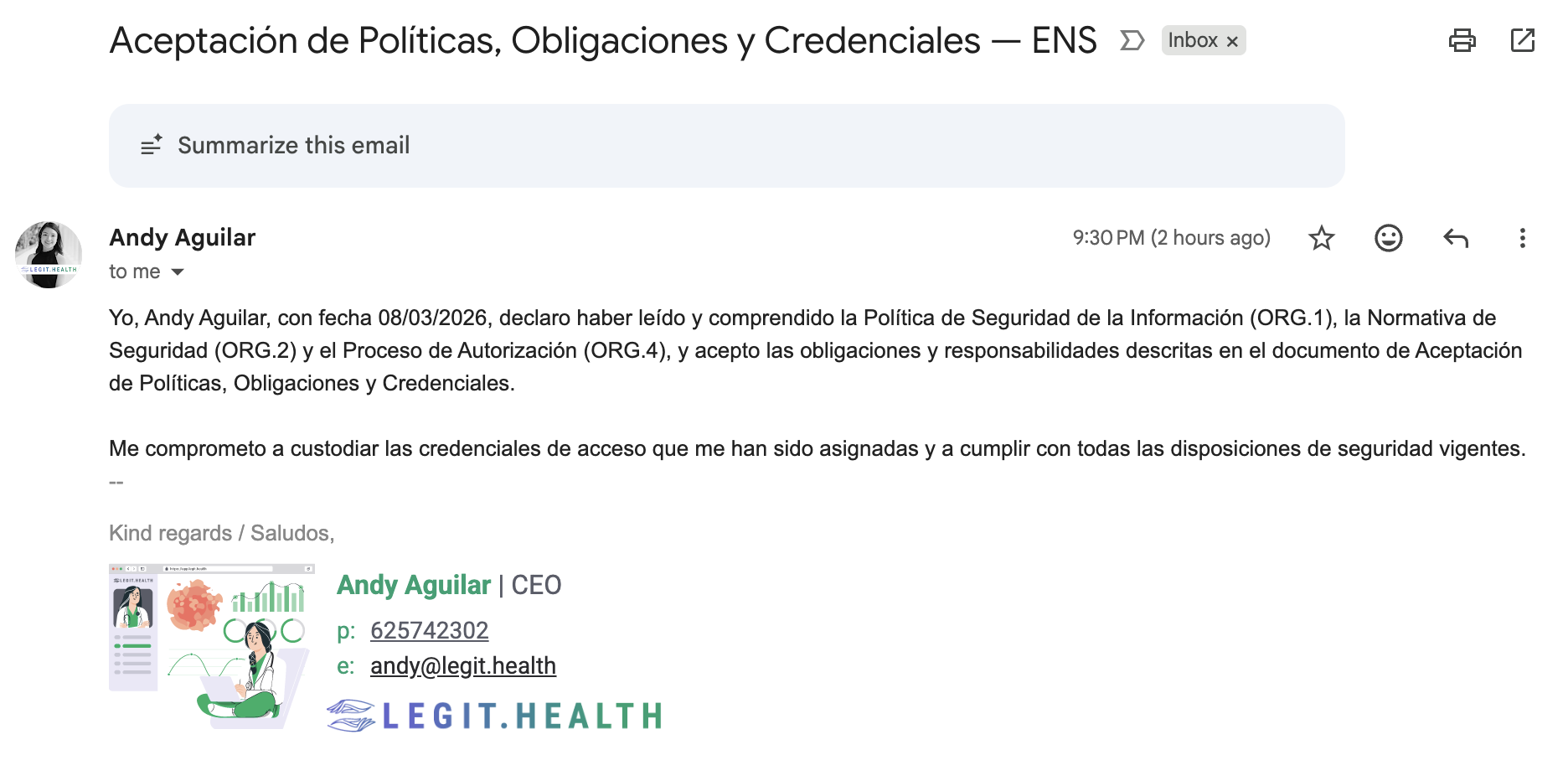 Aceptación de Andy Aguilar