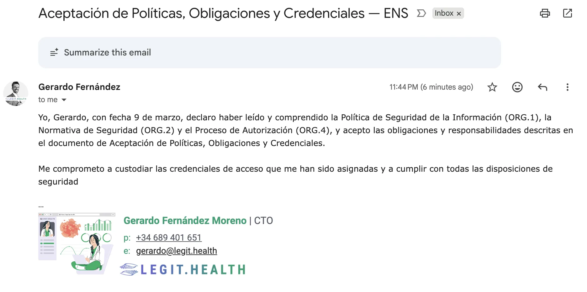 Aceptación de Gerardo Fernández