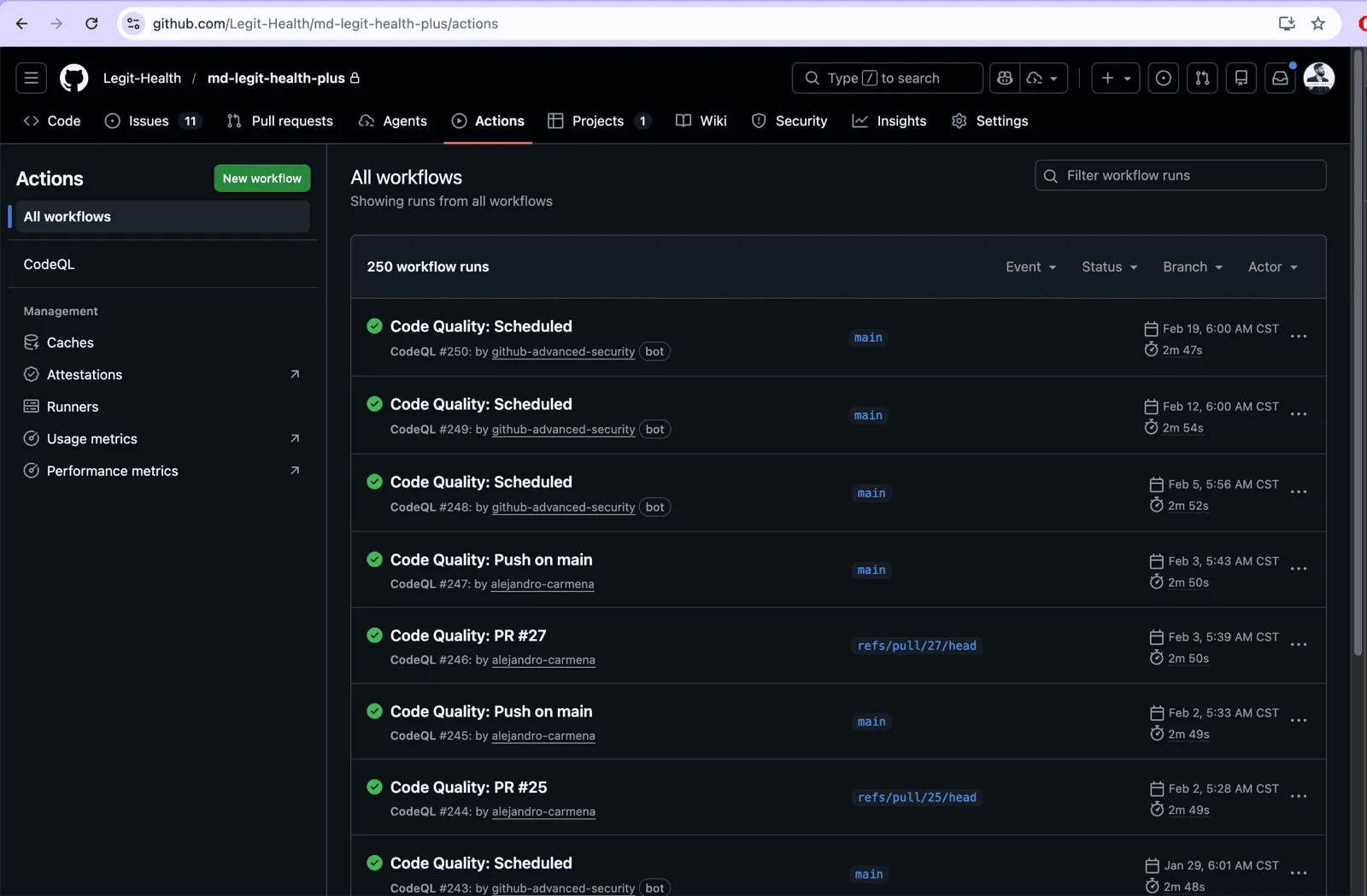 GitHub Actions pasando