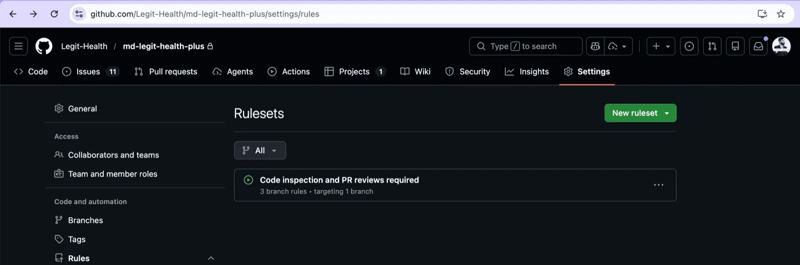 Reglas de protección de rama