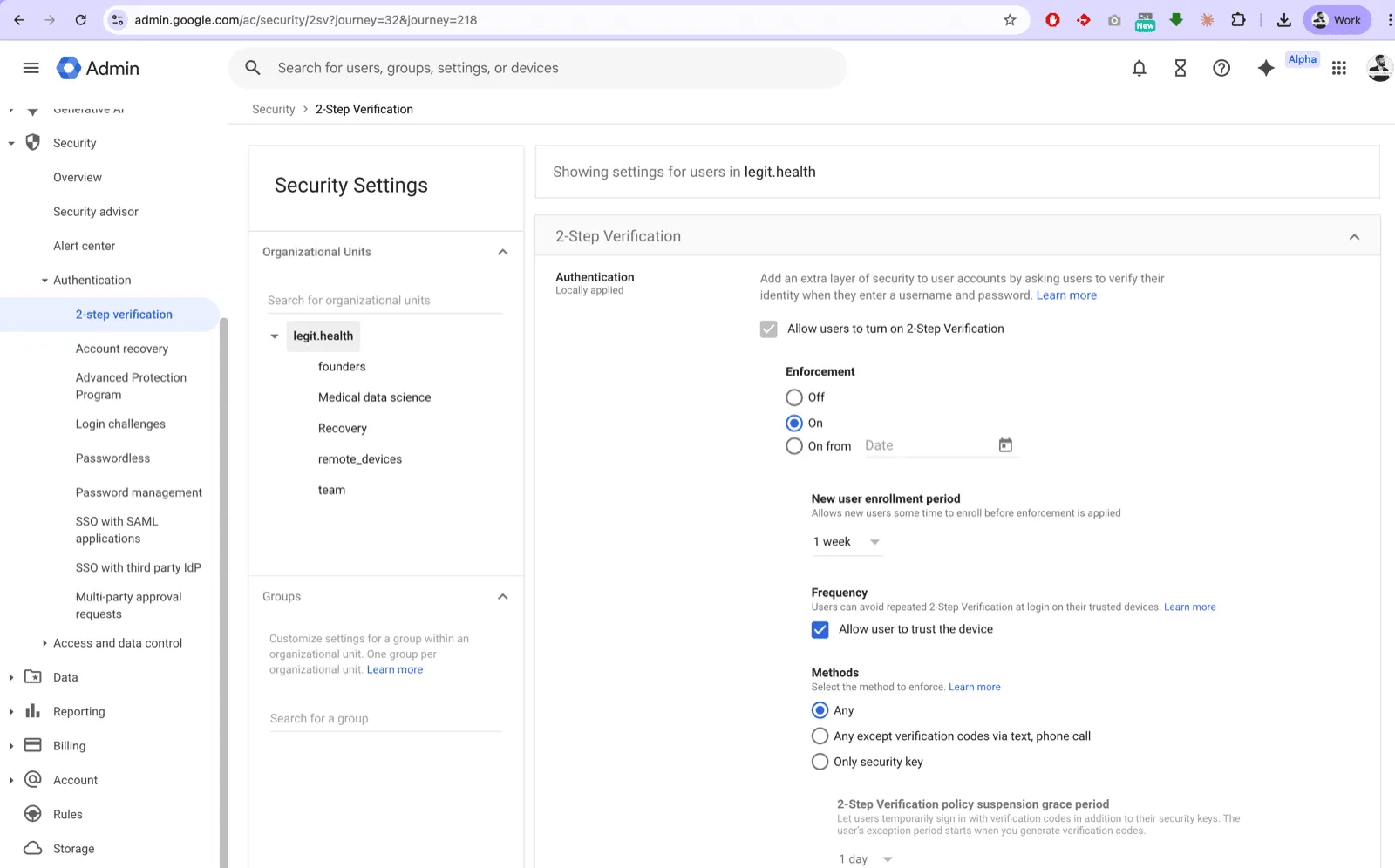 MFA en Google Workspace