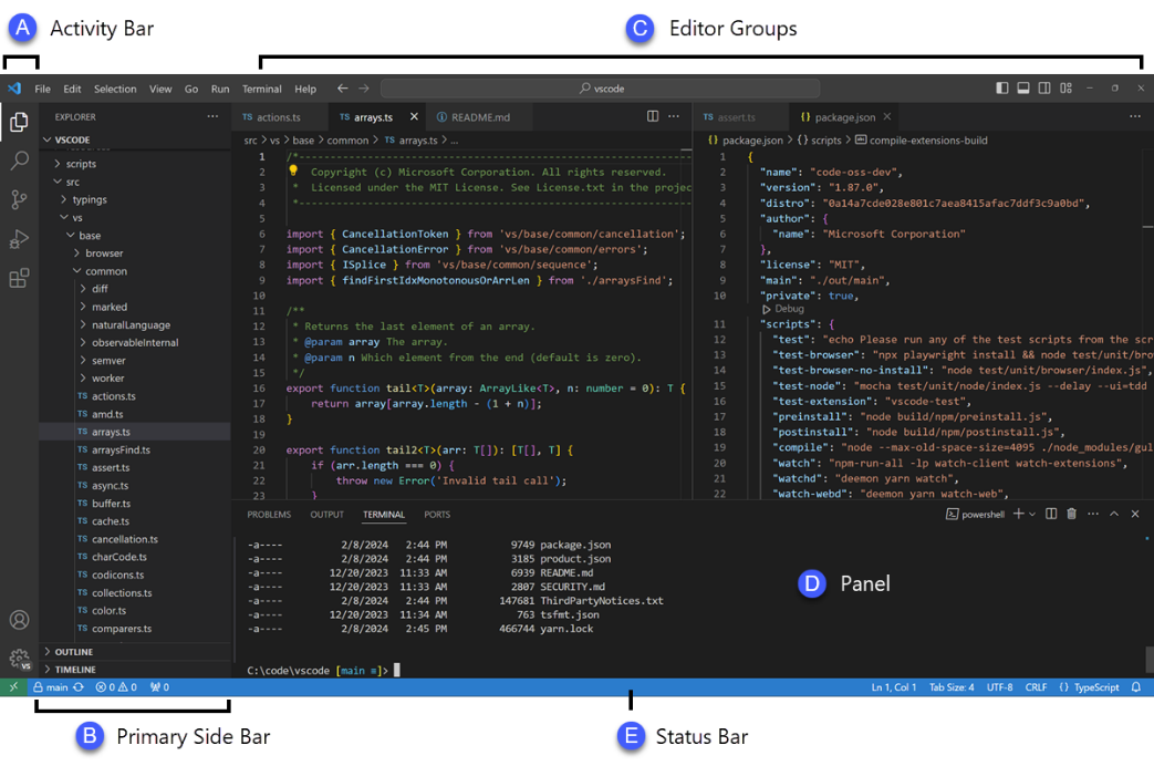 Visual Code Studio IDE Interface